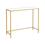 Consoletafel met stalen frame goudkleurig en wit