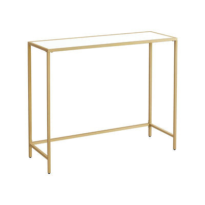 Consoletafel met stalen frame goudkleurig en wit