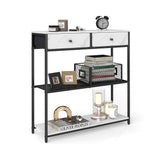 Smalle consoletafel met stoffen lades – vooraanzicht – wit