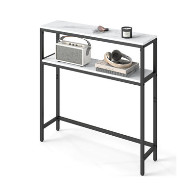 Smalle consoletafel met legplanken – vooraanzicht – wit