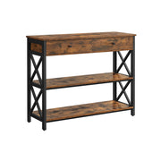 Consoletafel in industriële stijl met 2 laden | Kymiko