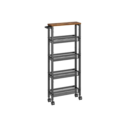 Trolley 5 niveaus smal vintage bruin-zwart
