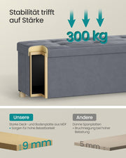 Opvouwbare opbergbank met deksel en comfortabele zitting