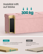 Opvouwbare opbergbank met deksel en comfortabele zitting