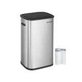 Vuilnisbak 50 liter met sensor gemaakt van zilver RVS | Kymiko