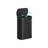 Sensorprullenbak met automatisch openen en softclose deksel – zijaanzicht – zwart smal