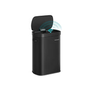 Sensorprullenbak met automatisch openen en softclose deksel – zijaanzicht – zwart smal