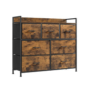 Ladekast met metalen frame en 7 stoffen lades met handgrepen