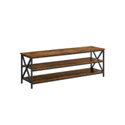 TV-plank met 3 niveaus vintage bruin-zwart | Kymiko
