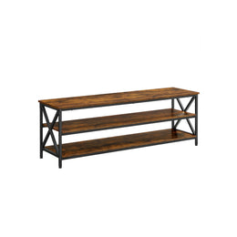 TV-plank met 3 niveaus vintage bruin-zwart | Kymiko