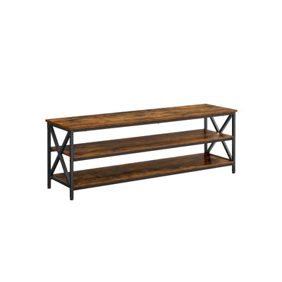TV-plank met 3 niveaus vintage bruin-zwart | Kymiko