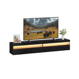 Zwevend tv-meubel – vooraanzicht – zwart smal