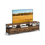 TV-meubel met 3 lades vintage bruin-zwart – vooraanzicht – beige