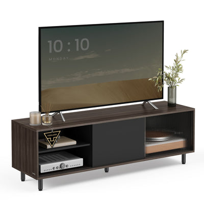 TV-meubel met geribbeld glas en eenvoudige snelle montage