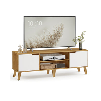 TV-meubel met verstelbare plank – vooraanzicht – geel