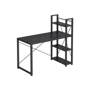 Computerbureau met planken, eenvoudige constructie, ebbenhoutzwart | Kymiko