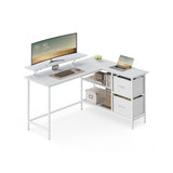 L-vormig bureau met lades en verstelbare plank – vooraanzicht – wit