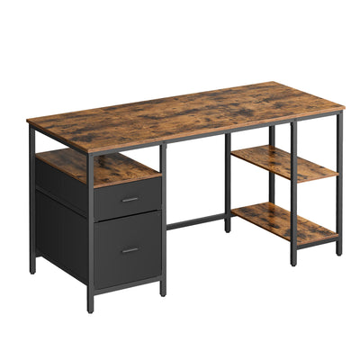 Bureau met planken en lades – vooraanzicht – wit