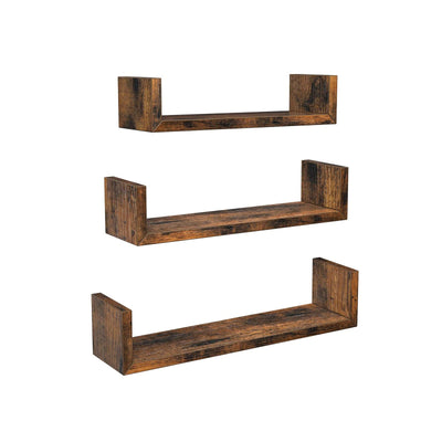 U-vormige wandplanken in vintage bruin | Kymiko