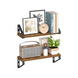 Zwevende wandplanken set voor veelzijdige wanddecoratie – vooraanzicht – bruin klein