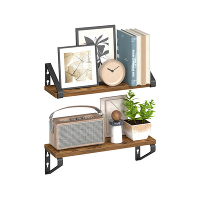 Zwevende wandplanken set voor veelzijdige wanddecoratie – vooraanzicht – bruin klein
