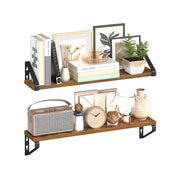 Zwevende wandplanken set voor veelzijdige wanddecoratie – vooraanzicht – bruin groot