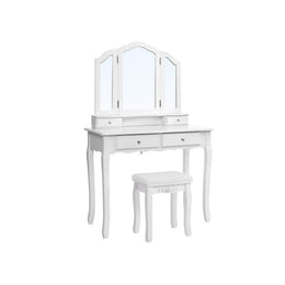 Kaptafel met inklapbare spiegel en krukje