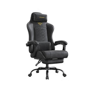 Ergonomische gamingstoel met vering en voetensteun – vooraanzicht – zwart