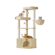 Kattenboom met knusse schuilplek en brede ligplateaus – vooraanzicht – beige