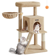 Kattenboom met groot platform – vooraanzicht – grijs groot