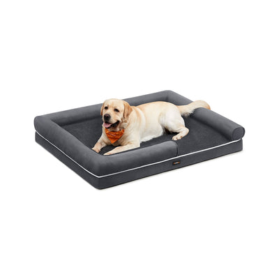Orthopedisch hondenbed met hoge randen en wasbare hoes – vooraanzicht