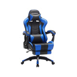Gamingstoel met voetsteun zwart en blauw | Kymiko