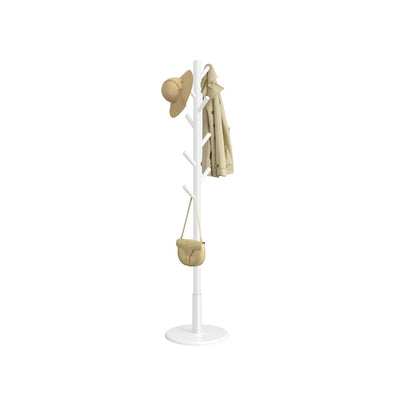 Kapstokboom van rubberhout met haken – vooraanzicht – wit