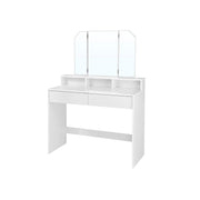 Kaptafel met inklapbare spiegel en 2 lades wit
