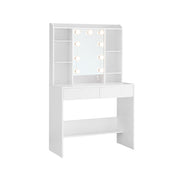 Moderne kaptafel met spiegel en lades – vooraanzicht – wit