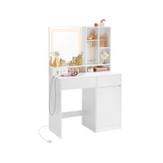 Kaptafel met spiegel en verlichting voor slaapkamer – vooraanzicht – wit variant 1