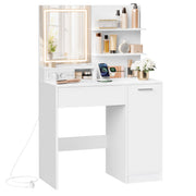 Kaptafel met planken en lade wit | Kymiko