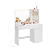 Kaptafel met spiegel en verlichting voor slaapkamer – vooraanzicht – wit variant 2