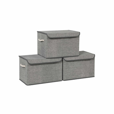 Stoffen dozen met deksel set van 3