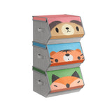 Set van 3 stoffen dozen met deksels voor kinderen | Kymiko