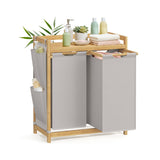 Wasmand met meerdere vakken en praktische opbergplank – detailfoto opbergplank