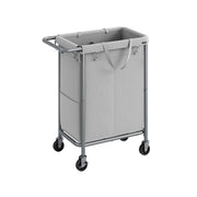 Wasmand met wielen en handvat – vooraanzicht – grijs