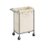 Wasmand met wielen en handvat – vooraanzicht – wit