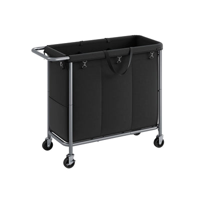 Wasmand met wielen en handvat