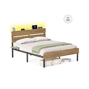 Eenpersoons Bedframe met Verlichting en Handige Opbergruimte