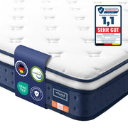 Pocketveringmatras met geltraagschuim en zevenzonesupport – vooraanzicht – maat 120