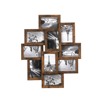Fotolijstcollage voor 10 foto's vintage bruin | Kymiko