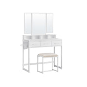 Kaptafel met krukje en drievoudige spiegel