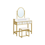 Cosmetische tafel met ovale spiegel en open vak | Kymiko