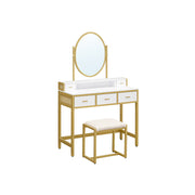 Cosmetische tafel met ovale spiegel en open vak